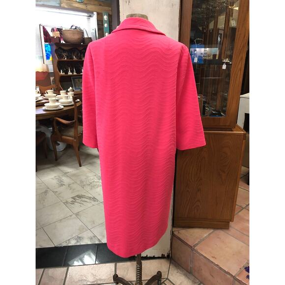 Vintage 1980s Women's Pink Jacket Coat Overcoat Long sleeve Knee length collar - Picture 2 of 9